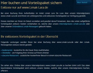 Vorteile bei der Buchung auf Limak Lara